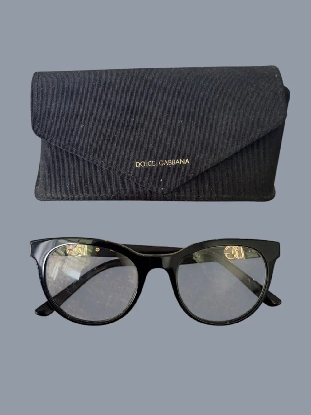Dolce & Gabbana DG Logo Eyeglass Frames Black Gold Designer Optical Glasses/Case